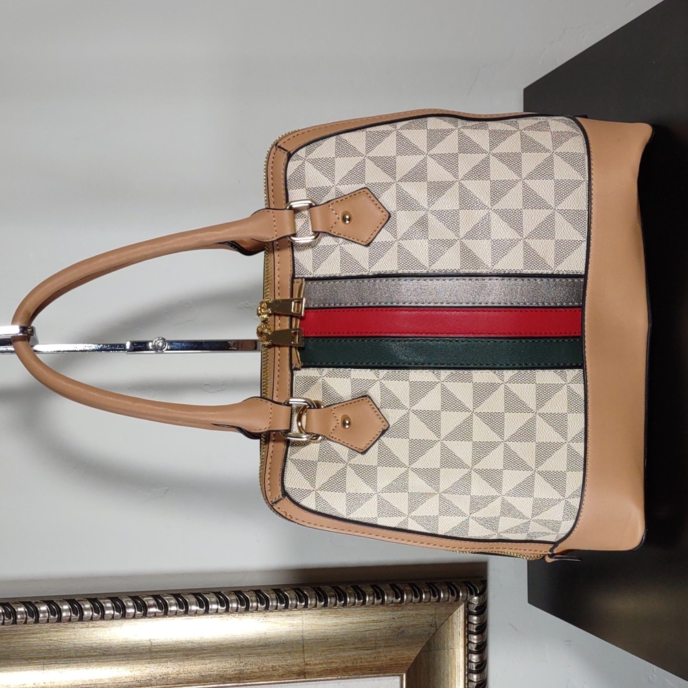 Sporty Vinyl Patterned Satchel
